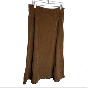 Talbots Maxi Skirt Women's Size 14 Corduroy Cotton Spandex Stretch Tan Brown